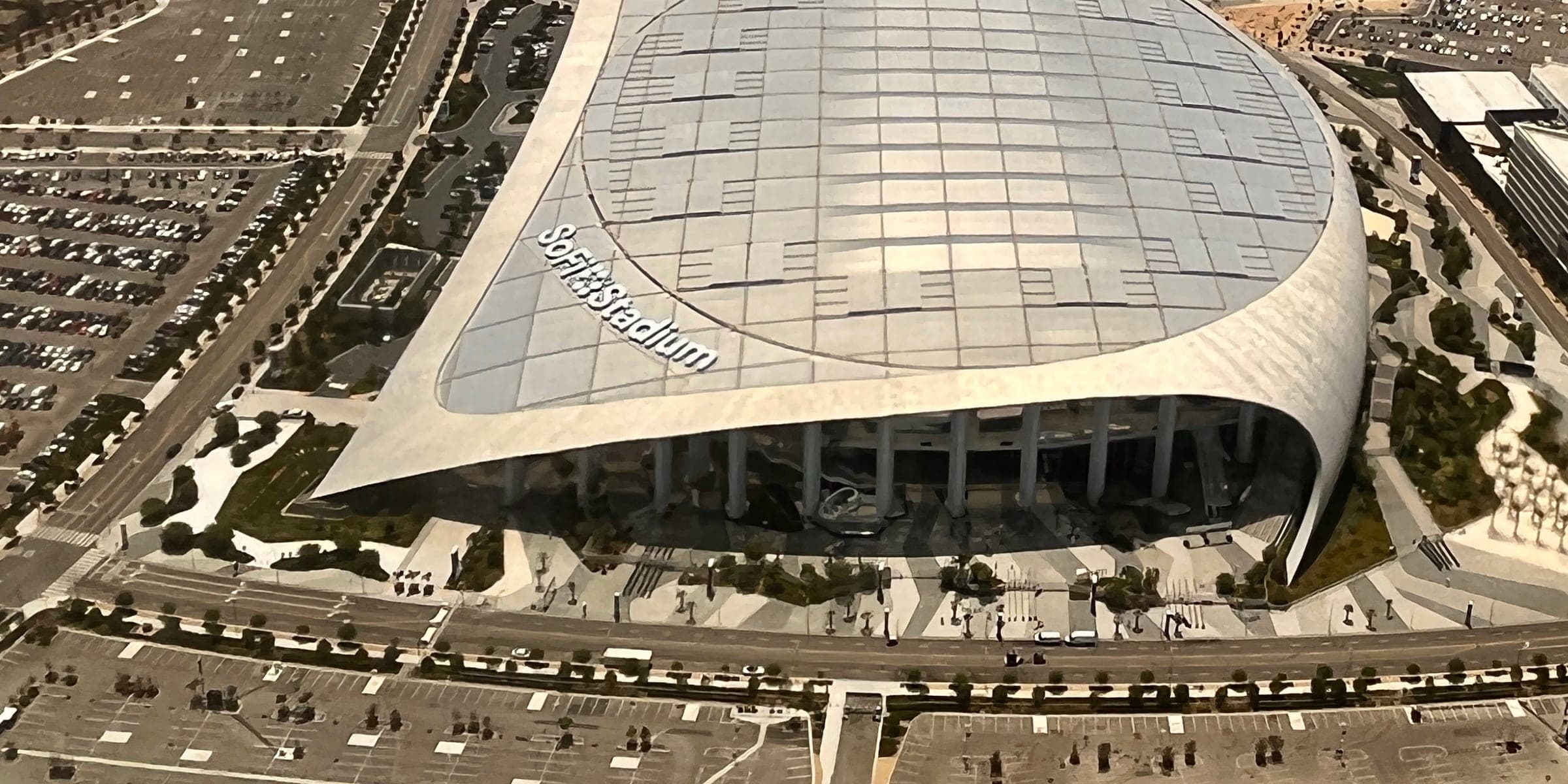 SoFi Stadium and the Hollywood Park district in Inglewood