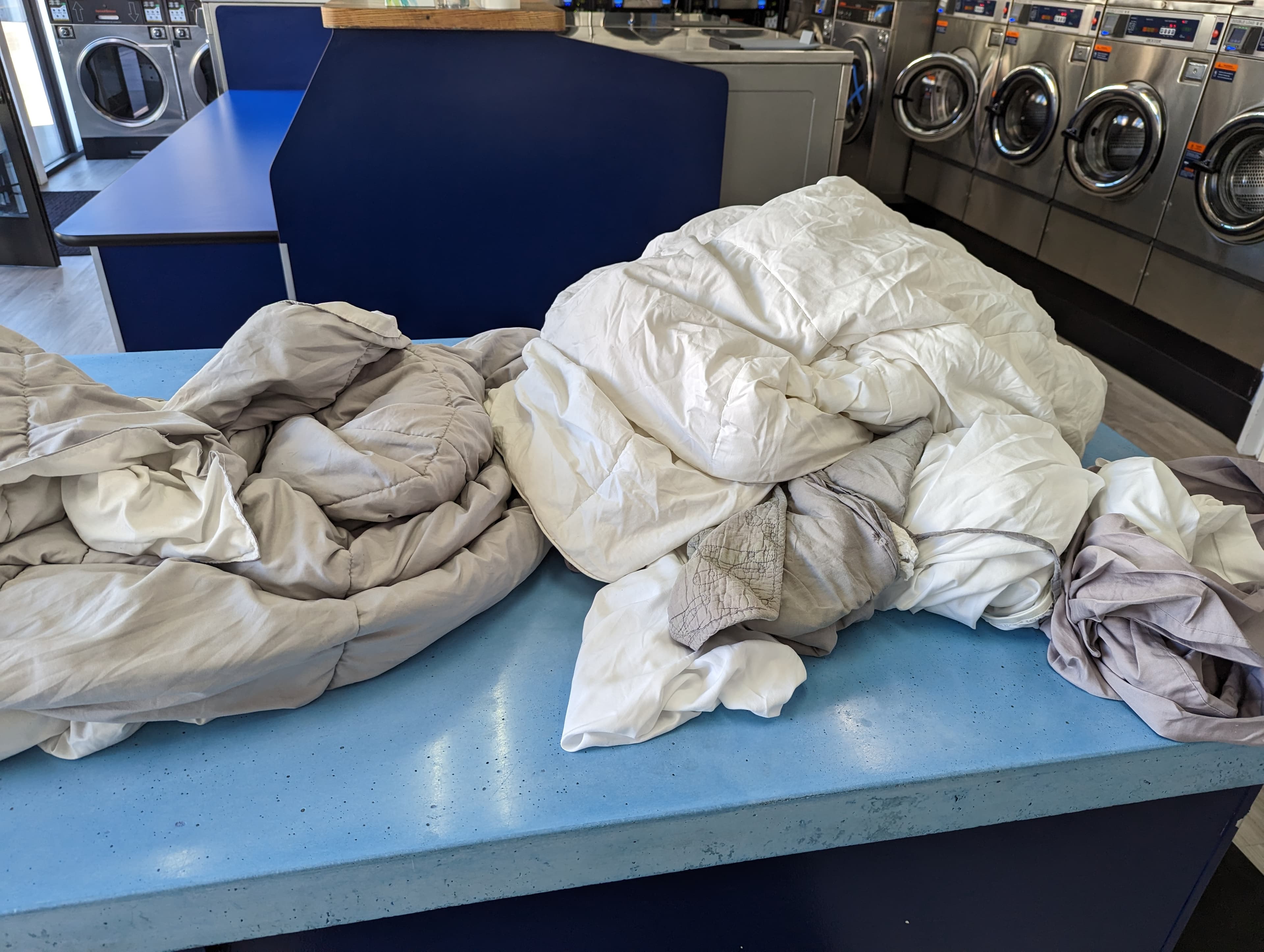 Wash-and-fold order being processed at El Porto Laundry